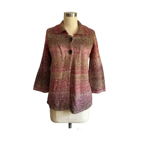 Christopher & Banks Burgundy Ombre Knit Cardigan - M - Picture 1 of 6